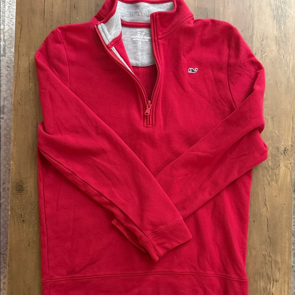 Vineyard Vines Kid's Bold Red Quarter Zip